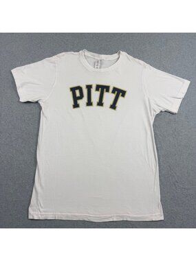 PITT University of Pittsburgh T Shirt Mens Large White Cotton Panthers Tee